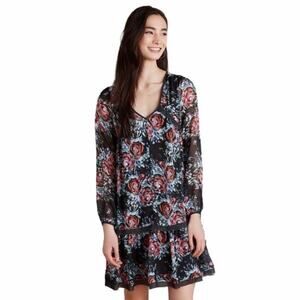 Anthropologie Maeve Augusta Floral Swing Dress Sz XS Lined V neck Boho‎ Festival